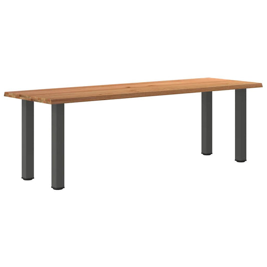 Eettafel met natuurlijke rand 240x80x74 cm massief eikenhout
