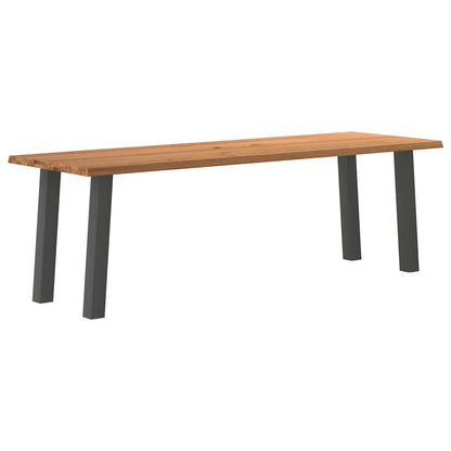 Eettafel met natuurlijke rand 240x80x74 cm massief eikenhout