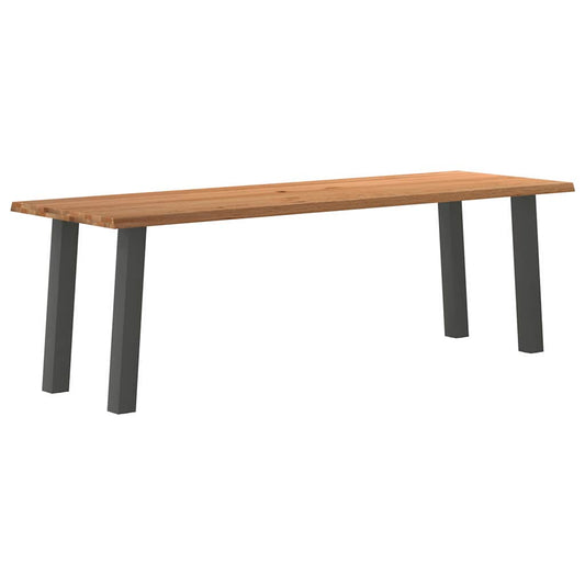 Eettafel met natuurlijke rand 240x80x74 cm massief eikenhout