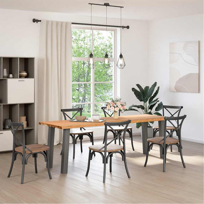 Eettafel met natuurlijke rand 240x80x74 cm massief eikenhout