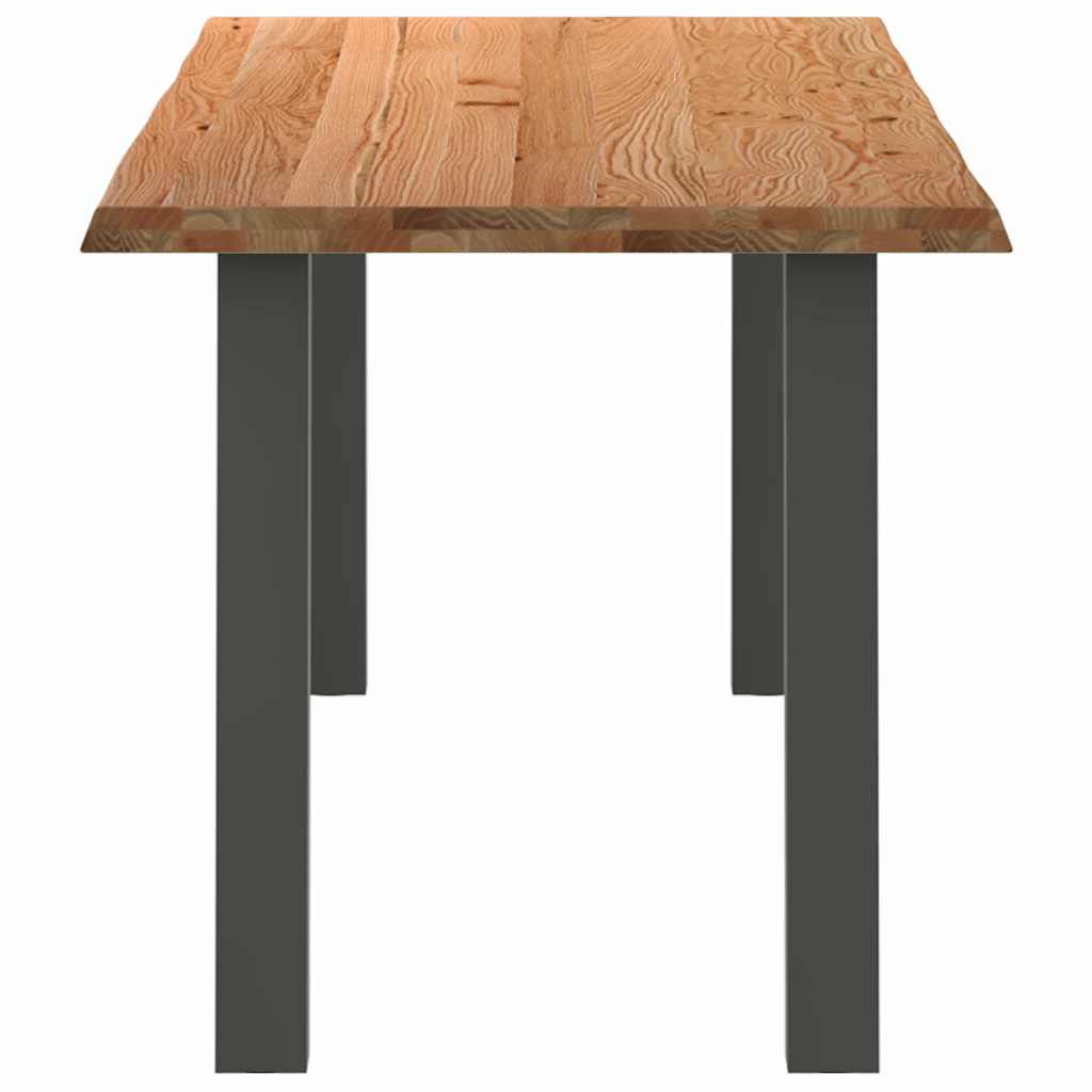 Eettafel met natuurlijke rand 240x80x74 cm massief eikenhout