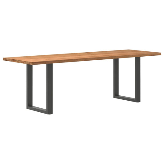 Eettafel met natuurlijke rand 240x80x74 cm massief eikenhout