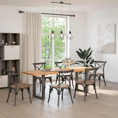 Eettafel met natuurlijke rand 240x80x74 cm massief eikenhout