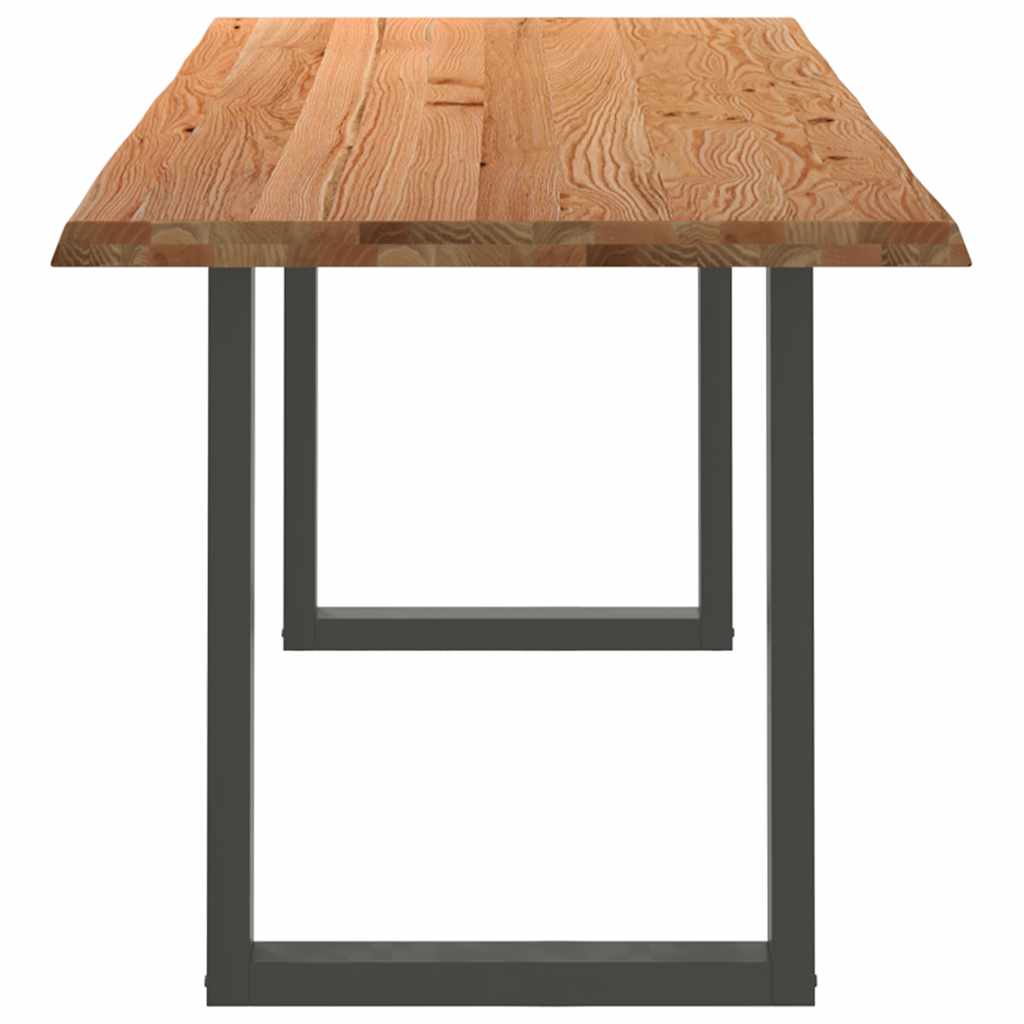 Eettafel met natuurlijke rand 240x80x74 cm massief eikenhout