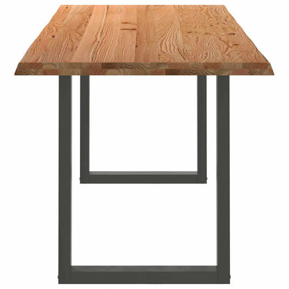 Eettafel met natuurlijke rand 240x80x74 cm massief eikenhout