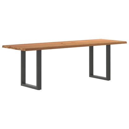 Eettafel met natuurlijke rand 240x80x74 cm massief eikenhout