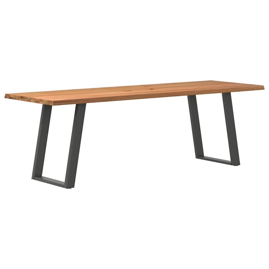 Eettafel met natuurlijke rand 240x80x74 cm massief eikenhout