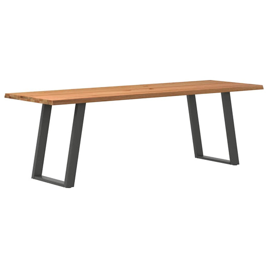Eettafel met natuurlijke rand 240x80x74 cm massief eikenhout
