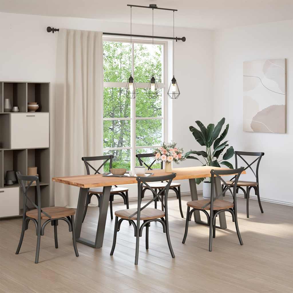 Eettafel met natuurlijke rand 240x80x74 cm massief eikenhout