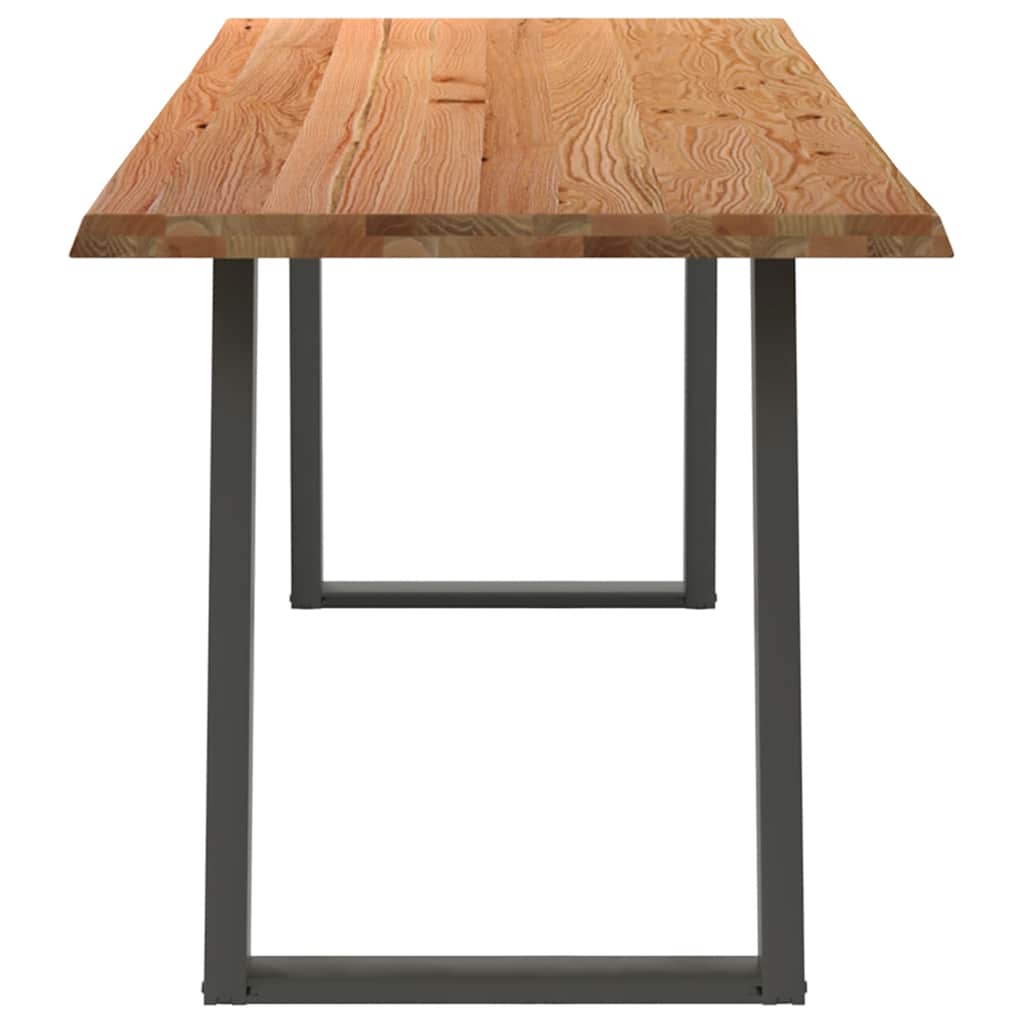 Eettafel met natuurlijke rand 240x80x74 cm massief eikenhout