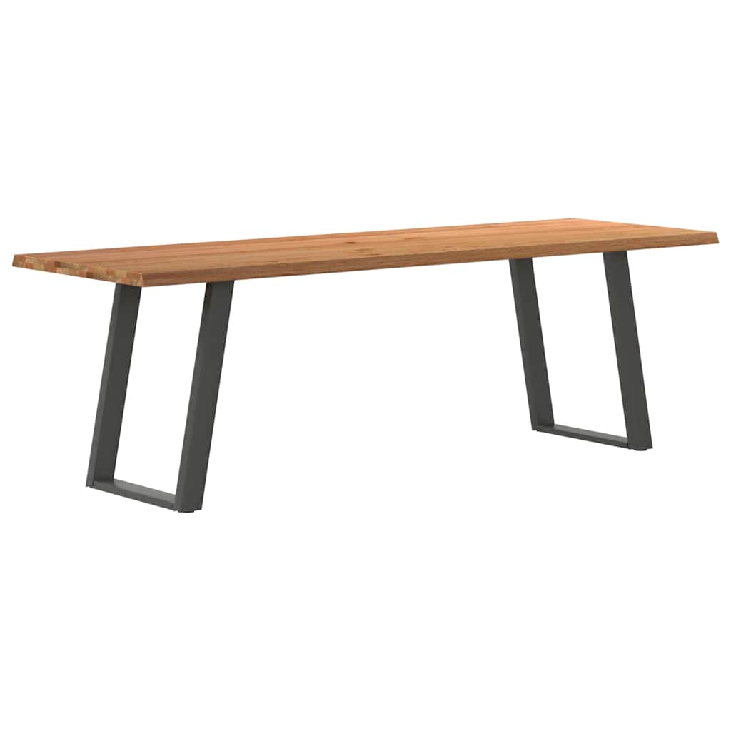 Eettafel met natuurlijke rand 240x80x74 cm massief eikenhout