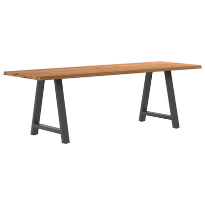 Eettafel met natuurlijke rand 240x80x74 cm massief eikenhout