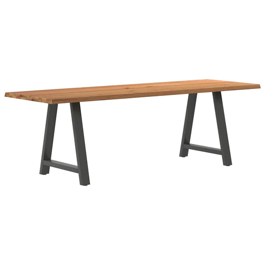 Eettafel met natuurlijke rand 240x80x74 cm massief eikenhout