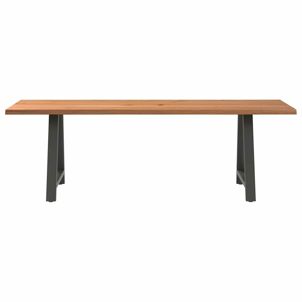 Eettafel met natuurlijke rand 240x80x74 cm massief eikenhout