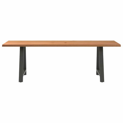 Eettafel met natuurlijke rand 240x80x74 cm massief eikenhout
