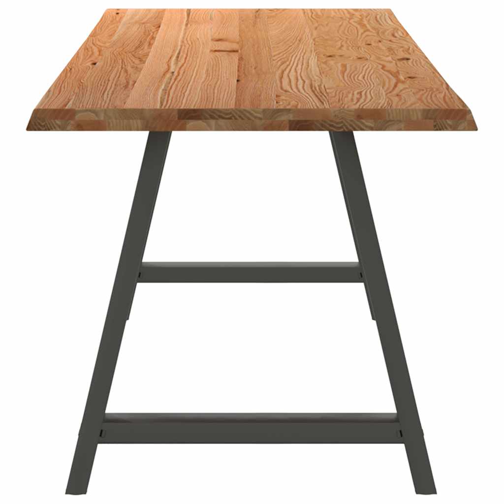 Eettafel met natuurlijke rand 240x80x74 cm massief eikenhout