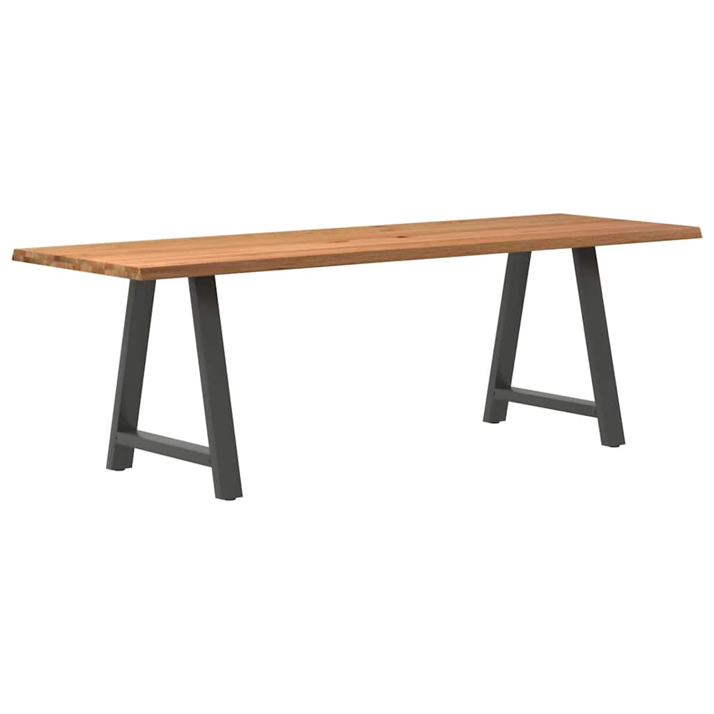 Eettafel met natuurlijke rand 240x80x74 cm massief eikenhout