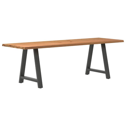 Eettafel met natuurlijke rand 240x80x74 cm massief eikenhout