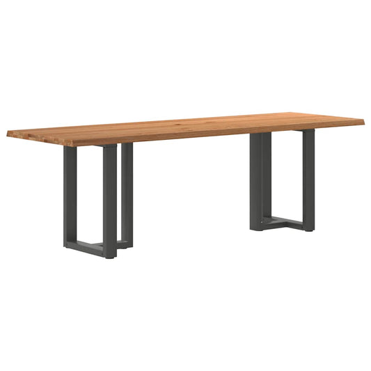 Eettafel met natuurlijke rand 240x80x74 cm massief eikenhout