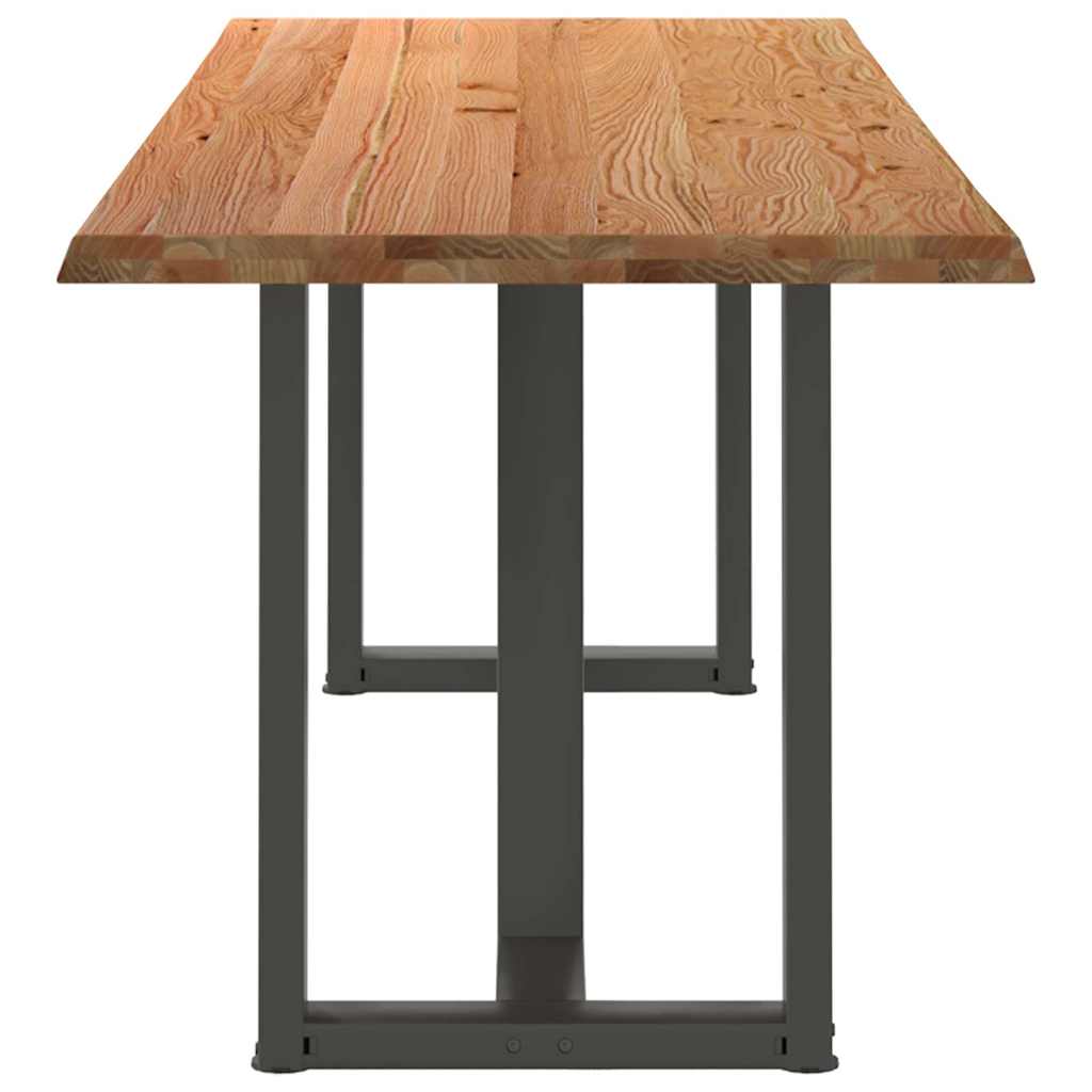 Eettafel met natuurlijke rand 240x80x74 cm massief eikenhout