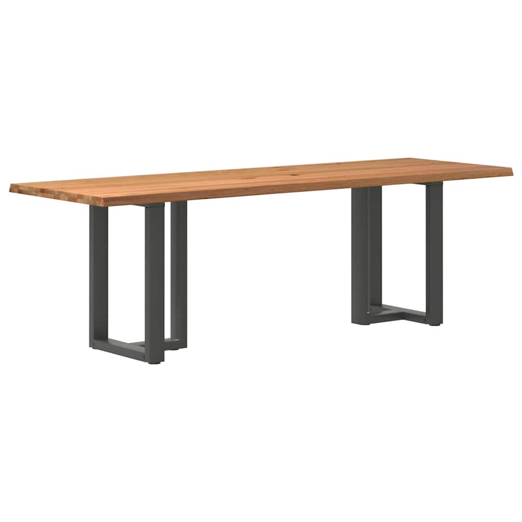 Eettafel met natuurlijke rand 240x80x74 cm massief eikenhout