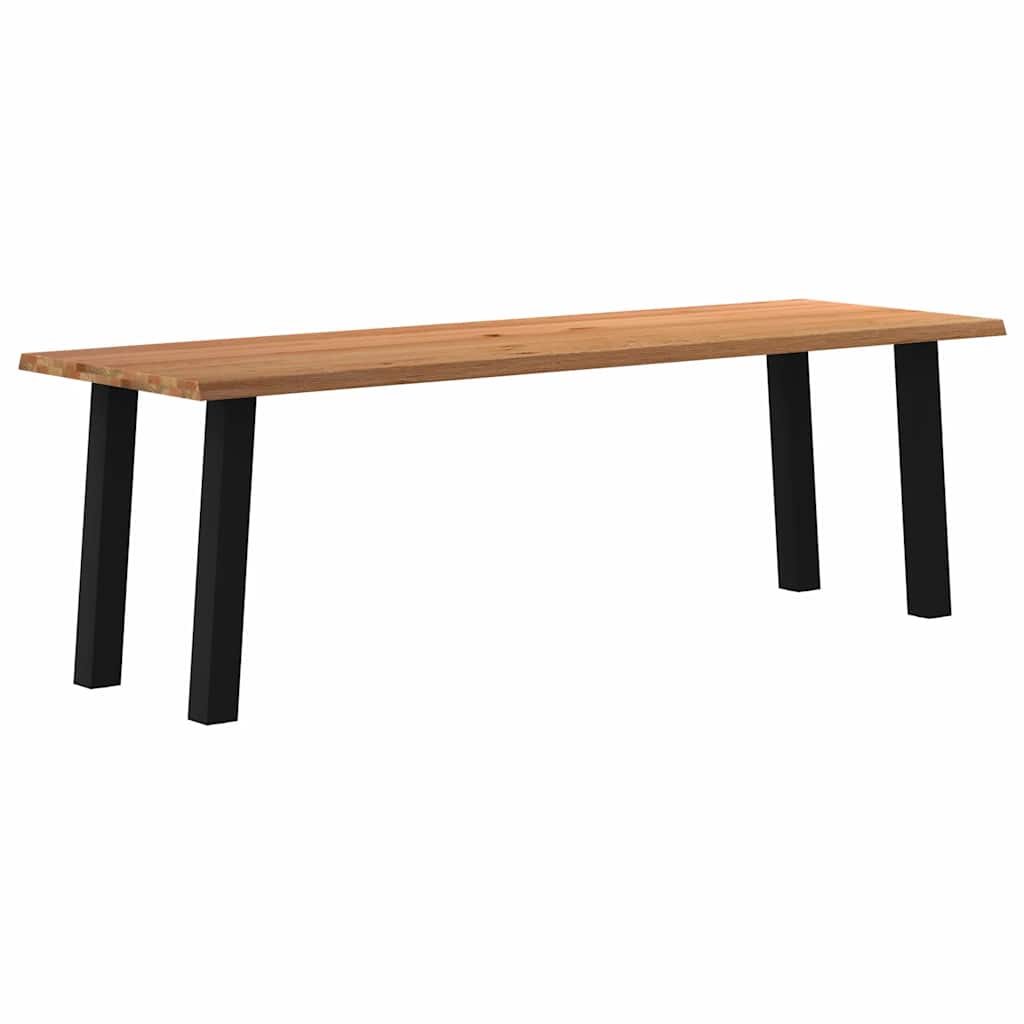 Eettafel met natuurlijke rand 240x80x74 cm massief eikenhout