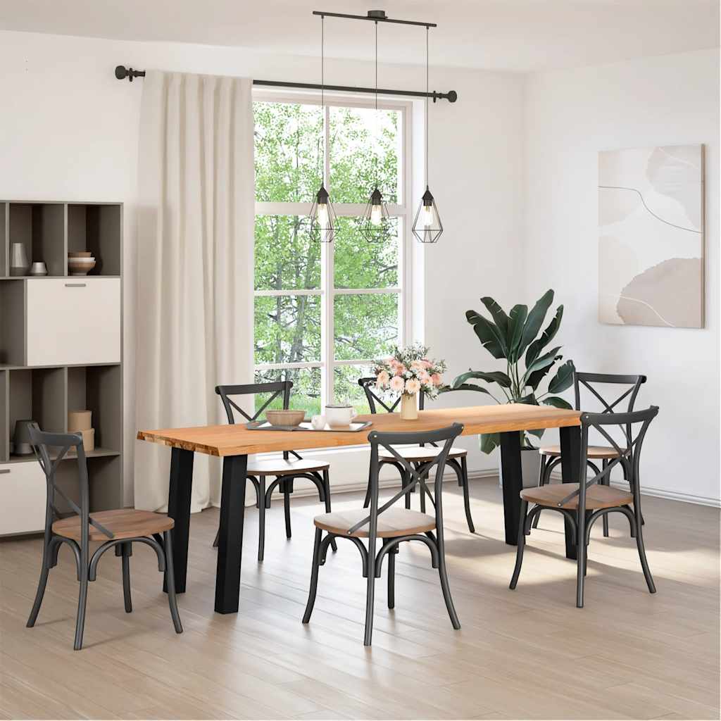 Eettafel met natuurlijke rand 240x80x74 cm massief eikenhout