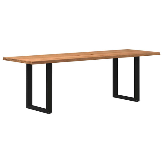 Eettafel met natuurlijke rand 240x80x74 cm massief eikenhout