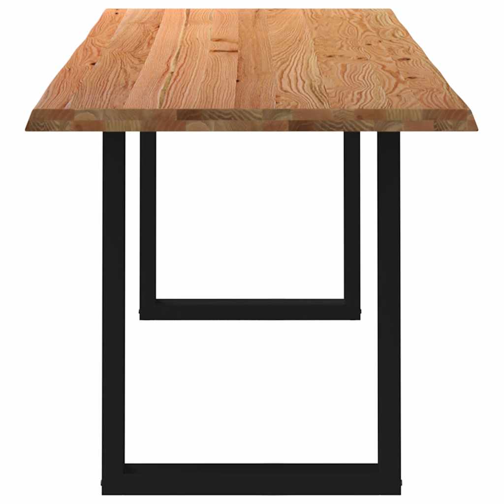 Eettafel met natuurlijke rand 240x80x74 cm massief eikenhout