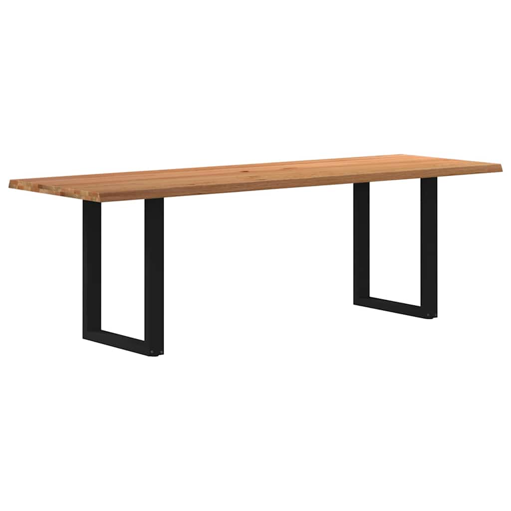 Eettafel met natuurlijke rand 240x80x74 cm massief eikenhout