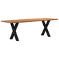 Eettafel met natuurlijke rand 240x80x74 cm massief eikenhout