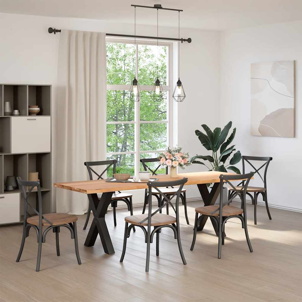 Eettafel met natuurlijke rand 240x80x74 cm massief eikenhout