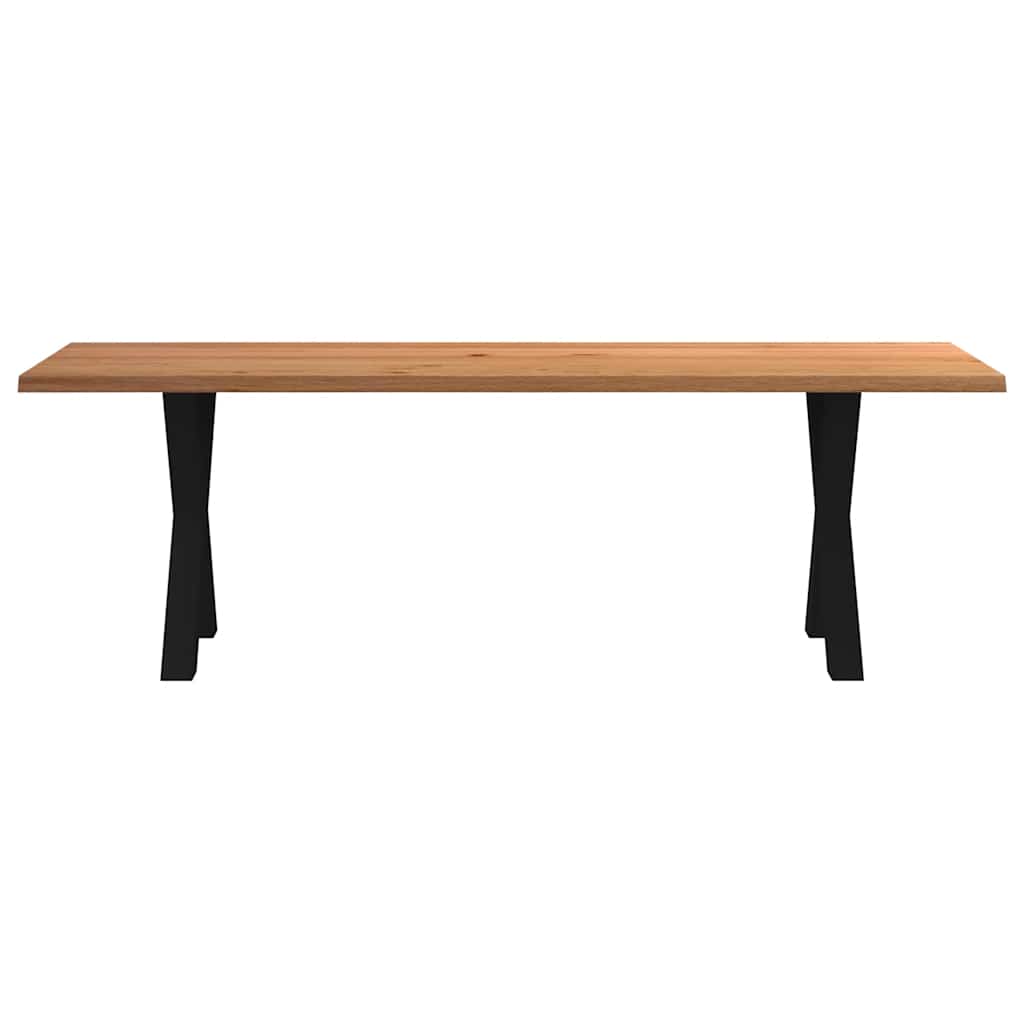 Eettafel met natuurlijke rand 240x80x74 cm massief eikenhout