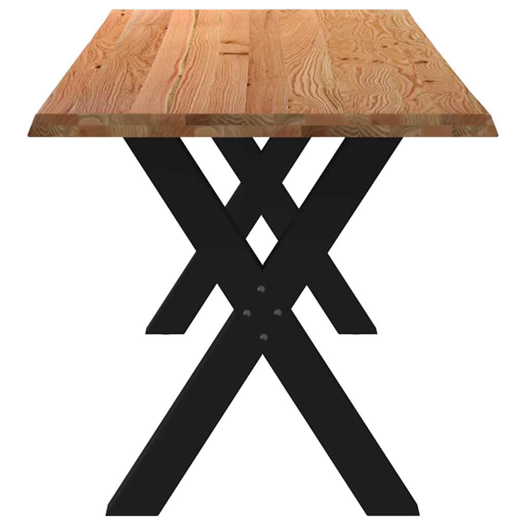 Eettafel met natuurlijke rand 240x80x74 cm massief eikenhout