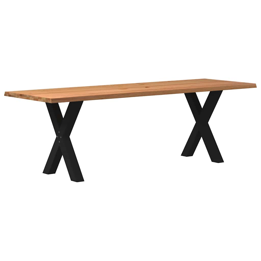 Eettafel met natuurlijke rand 240x80x74 cm massief eikenhout