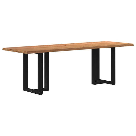 Eettafel met natuurlijke rand 240x80x74 cm massief eikenhout