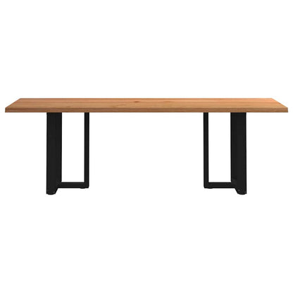 Eettafel met natuurlijke rand 240x80x74 cm massief eikenhout