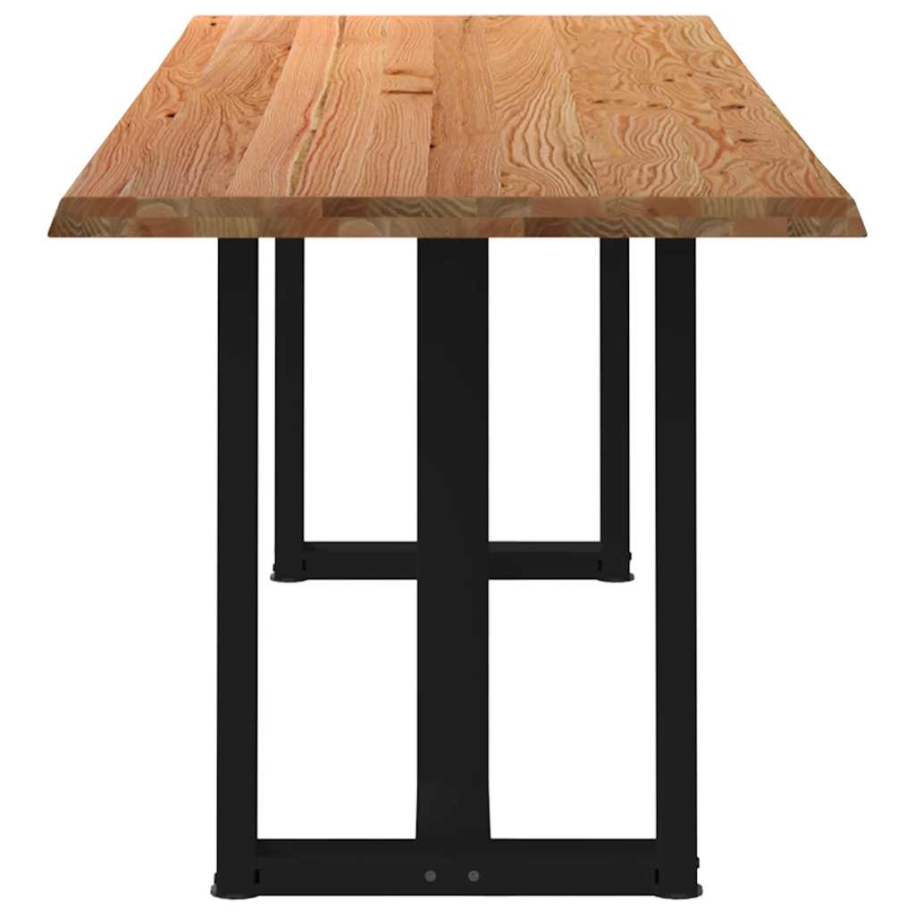 Eettafel met natuurlijke rand 240x80x74 cm massief eikenhout