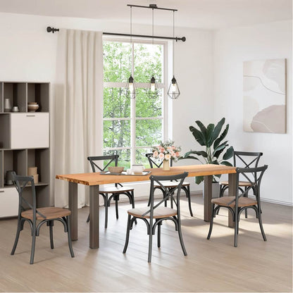 Eettafel met natuurlijke rand 240x80x74 cm massief eikenhout