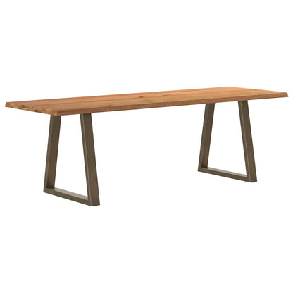 Eettafel met natuurlijke rand 240x80x74 cm massief eikenhout