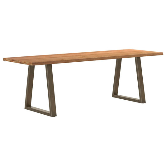 Eettafel met natuurlijke rand 240x80x74 cm massief eikenhout