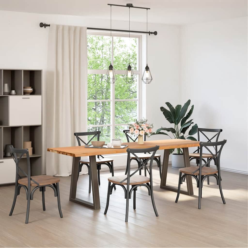 Eettafel met natuurlijke rand 240x80x74 cm massief eikenhout