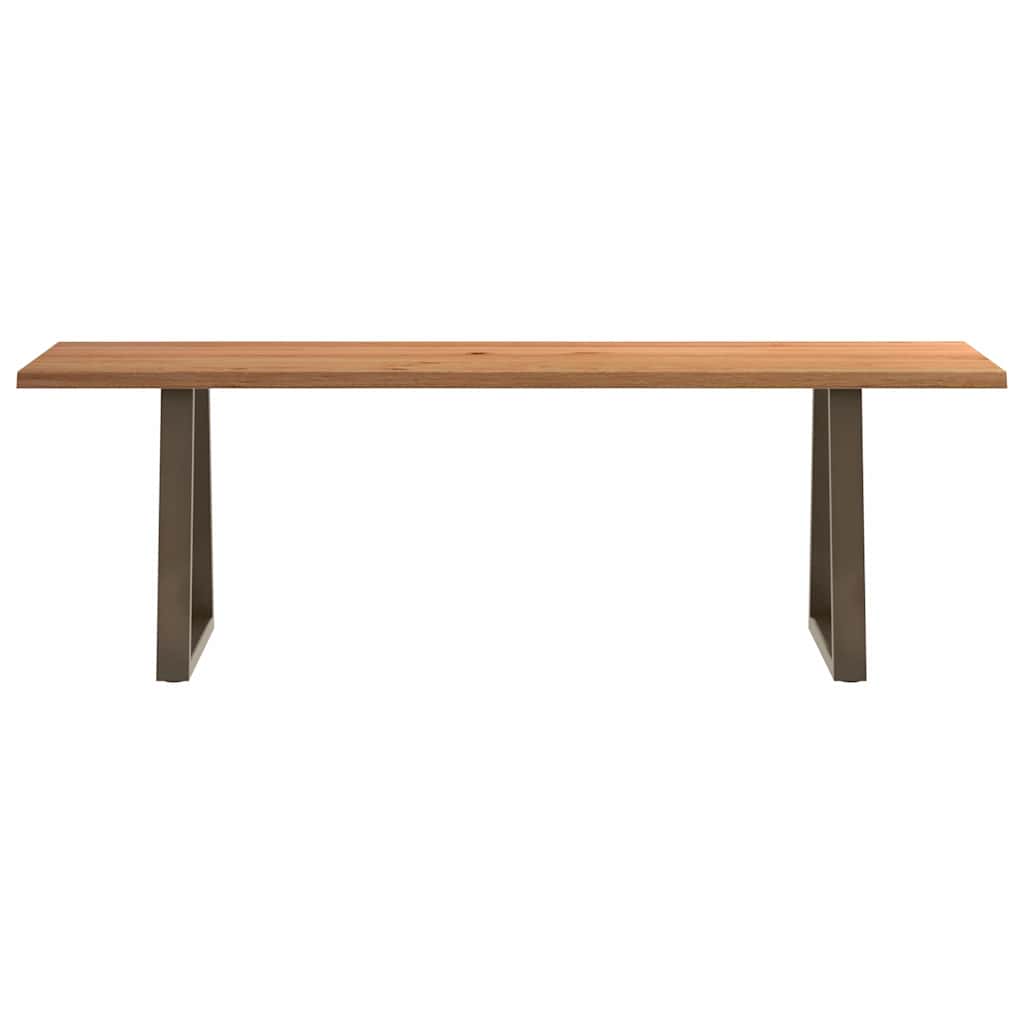 Eettafel met natuurlijke rand 240x80x74 cm massief eikenhout