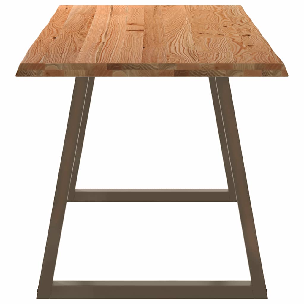 Eettafel met natuurlijke rand 240x80x74 cm massief eikenhout
