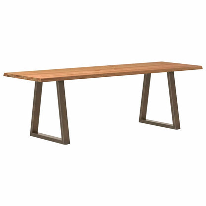 Eettafel met natuurlijke rand 240x80x74 cm massief eikenhout