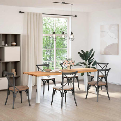 Eettafel met natuurlijke rand 240x80x74 cm massief eikenhout