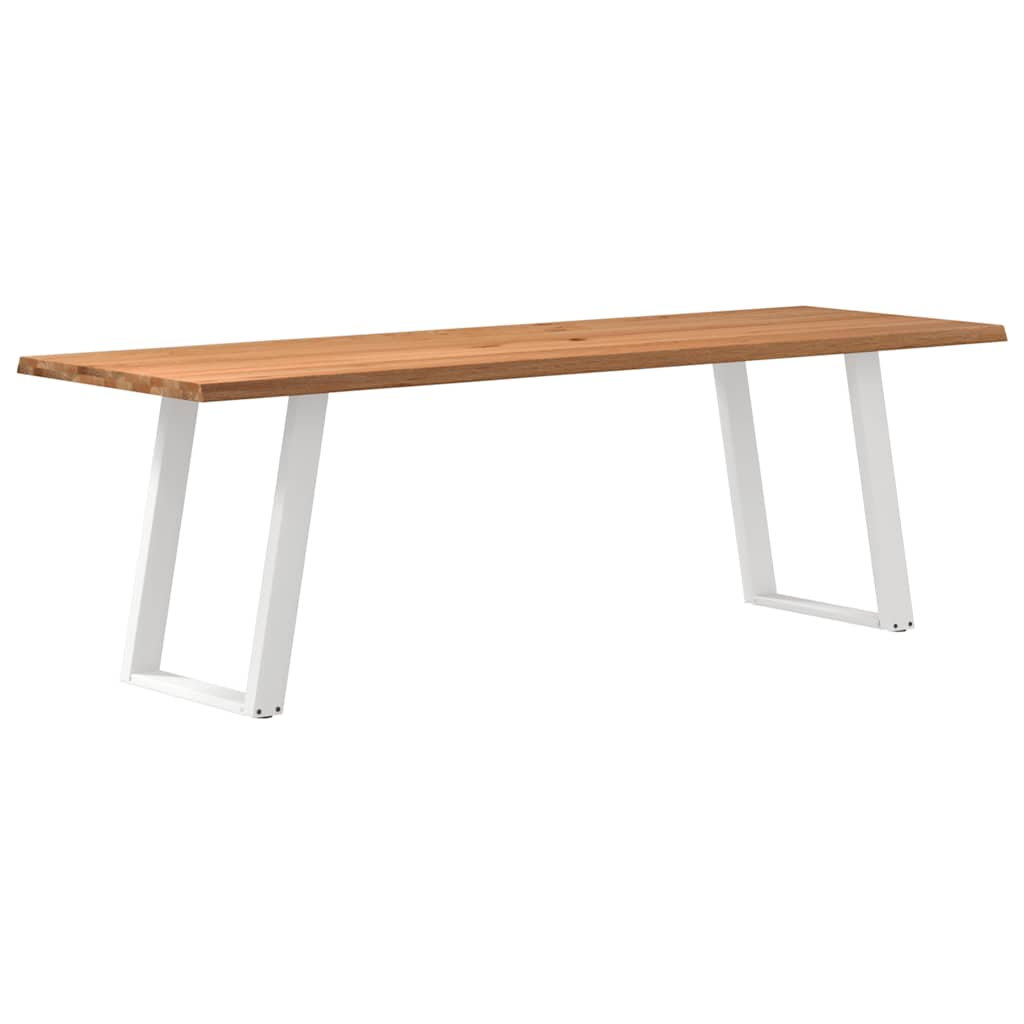 Eettafel met natuurlijke rand 240x80x74 cm massief eikenhout