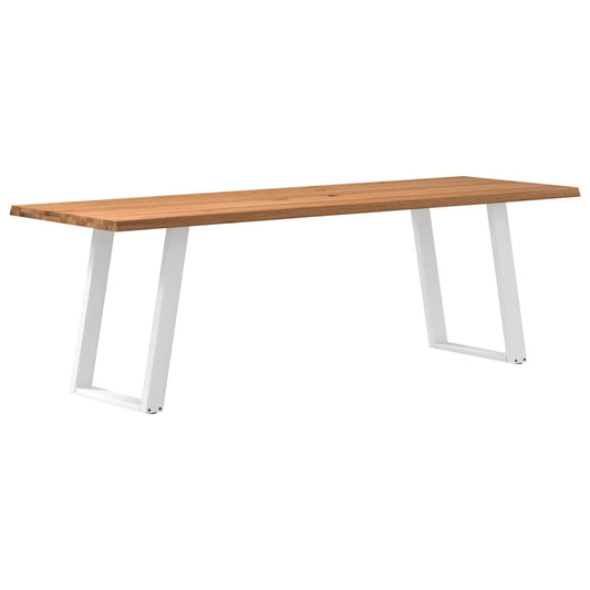 Eettafel met natuurlijke rand 240x80x74 cm massief eikenhout