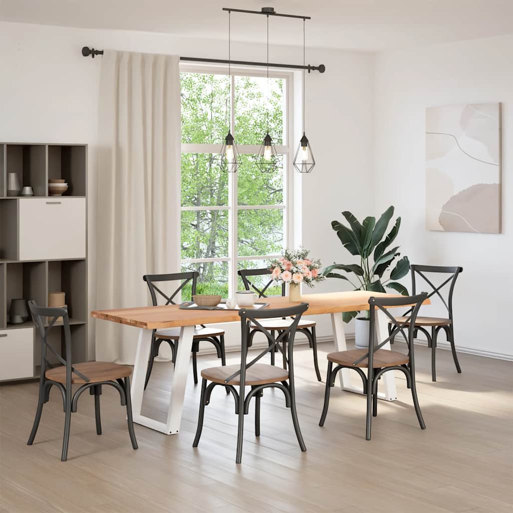Eettafel met natuurlijke rand 240x80x74 cm massief eikenhout