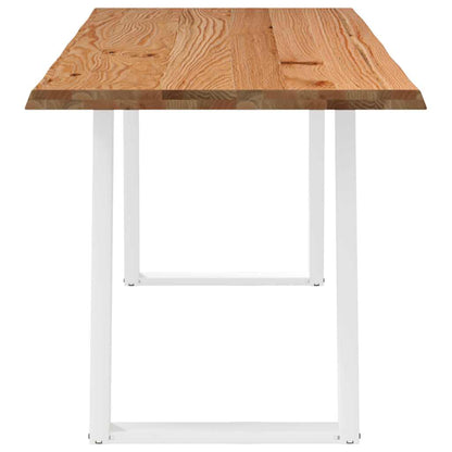 Eettafel met natuurlijke rand 240x80x74 cm massief eikenhout